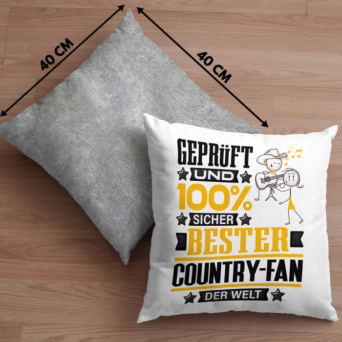 Country-Fan Geschenk Lustiger Spruch für Country-Fan Geschenkidee Bester Country-Fan Der WeltKissen mit Füllung 40x40 (Grau) Grau Trendation