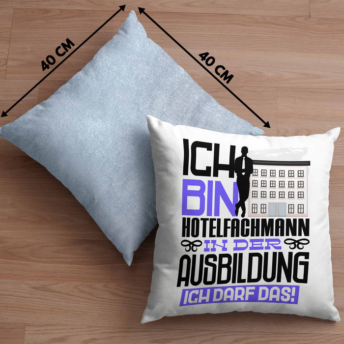Hotelfachmann Ausbildung Kissen mit Füllung 40x40 Geschenk Ich Bin Hotelfachmann In Der Ausbildung Ich Darf Das Geschenkidee Spruch (Grau) Blau Trendation