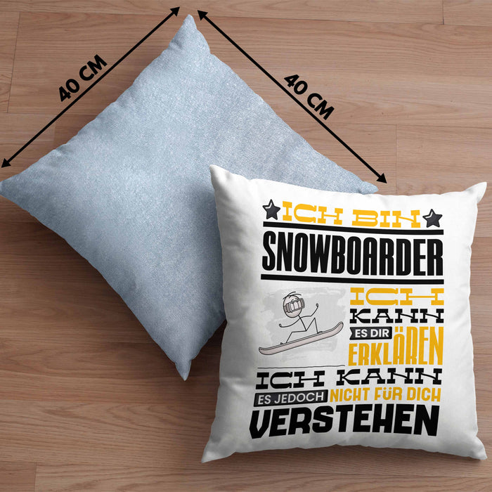 Snowboarder Geschenk Kaffee-Kissen mit Füllung 40x40 Geschenkidee für Snowboarder Ich Bin Snowboarder Ich Kann Es Dir Erklären Jedoch Nicht Für Dich Verstehen Spruch Lustig (Grau) Blau Trendation