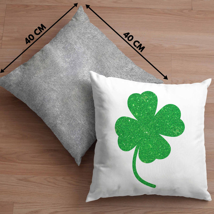 St Patricks Day Kissen mit Füllung 40x40 Klee Kleeblatt Irisch Irland Geschenkidee (Grau) Grau Trendation