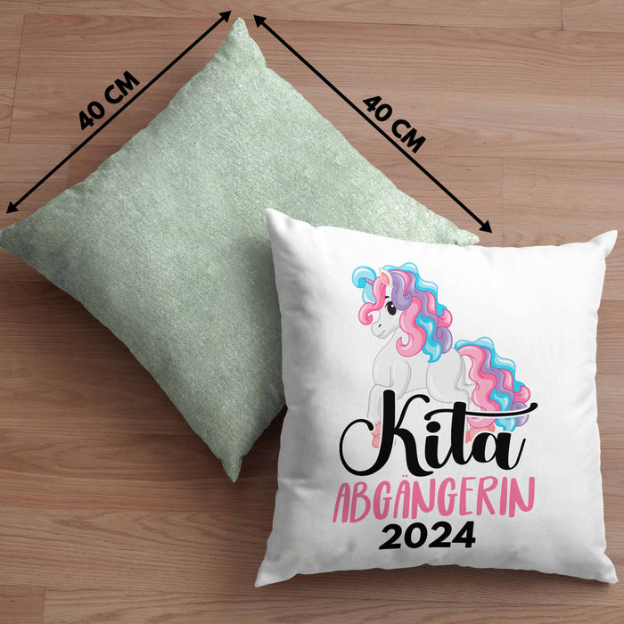 Kita Abgängerin 2024 Einschulung Mädchen Geschenk Kissen mit Füllung 40x40 Schulstart 1. Schultag Schuleinführung Schulanfang Geschenkidee Schulkind (Grau) Grün Trendation