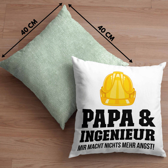 Ingenieur Papa Kissen mit Füllung 40x40 Gadget Geschenk Ingeneur Geschenkidee (Grau) Grün Trendation