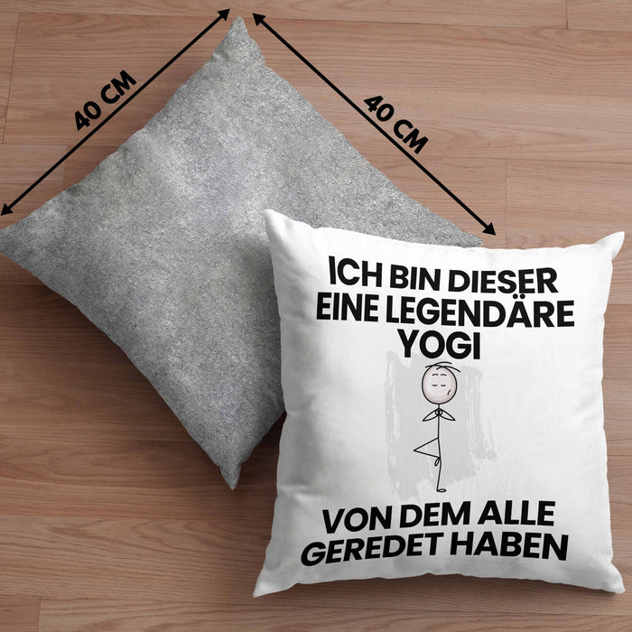 Yogi Geschenk Kissen mit Füllung 40x40 Lustige Geschenkidee Geburtstag für Yogi Ich Bin Dieser Legendäre Yogi Von Dem Alle Geredet Haben (Grau) Grau Trendation