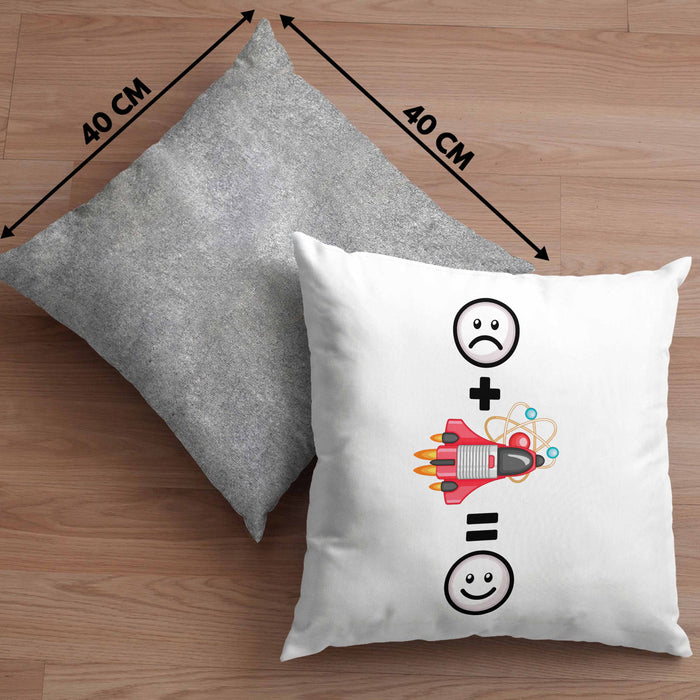Astrophysik Kissen mit Füllung 40x40 Geschenk für Raketenwissenschaftler Lustige Geschenkidee :( + Rakete = :) (Grau) Grau Trendation