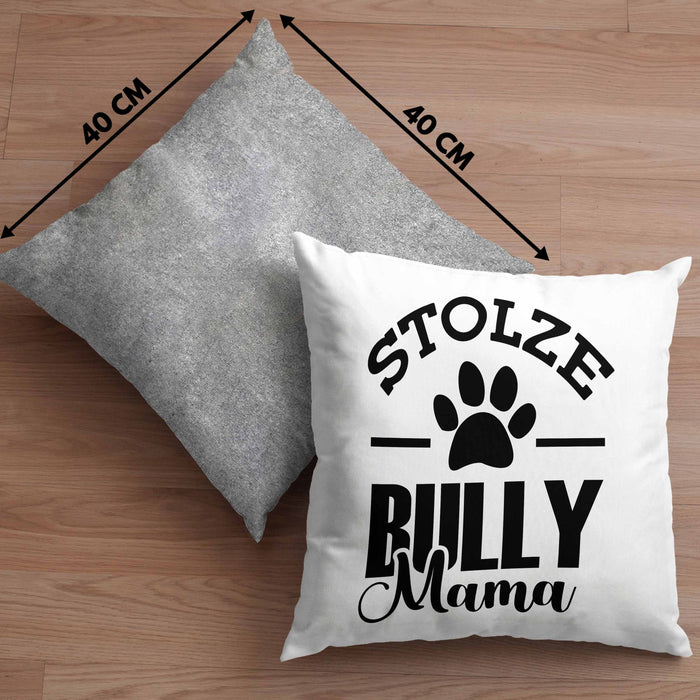 Hunde Kissen mit Füllung 40x40 Geschenk für stolze Bully-Mamas Bully Hunde Geschenkidee (Grau) Grau Trendation