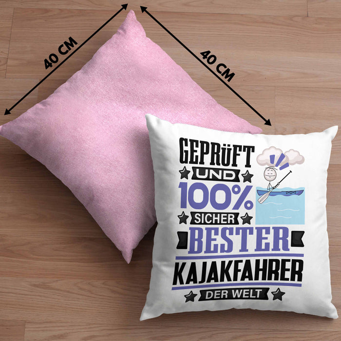 Kajakfahrer Geschenk Lustiger Spruch für Kajakfahrer Geschenkidee Bester Kajakfahrer Der WeltKissen mit Füllung 40x40 (Grau) Rosa Trendation