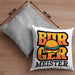 Burger Meister Kissen mit Füllung 40x40 Geschenk Spruch Grillen Sommer Burger Liebhaber Geschenkidee Cheeseburger (Grau) Grau Trendation