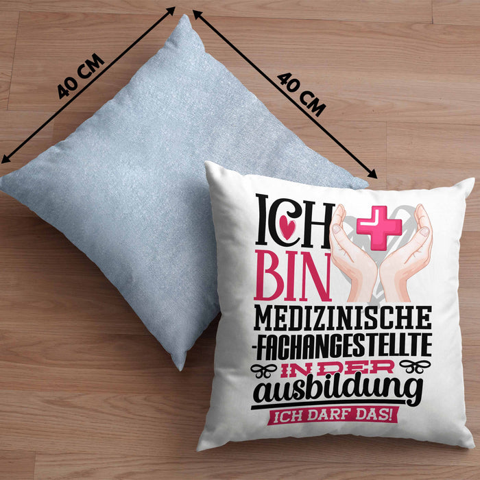 Medizinische Fachangestellte Ausbildung Start Geschenk Kissen mit Füllung 40x40 Ich Bin Medizinische Fachangestellte In Der Ausbildung Ich Darf Das Geschenkidee (Grau) Blau Trendation