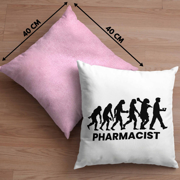 Apotheker Kissen mit Füllung 40x40 Geschenk Apothekerin Geschenkidee Evolution (Grau) Rosa Trendation
