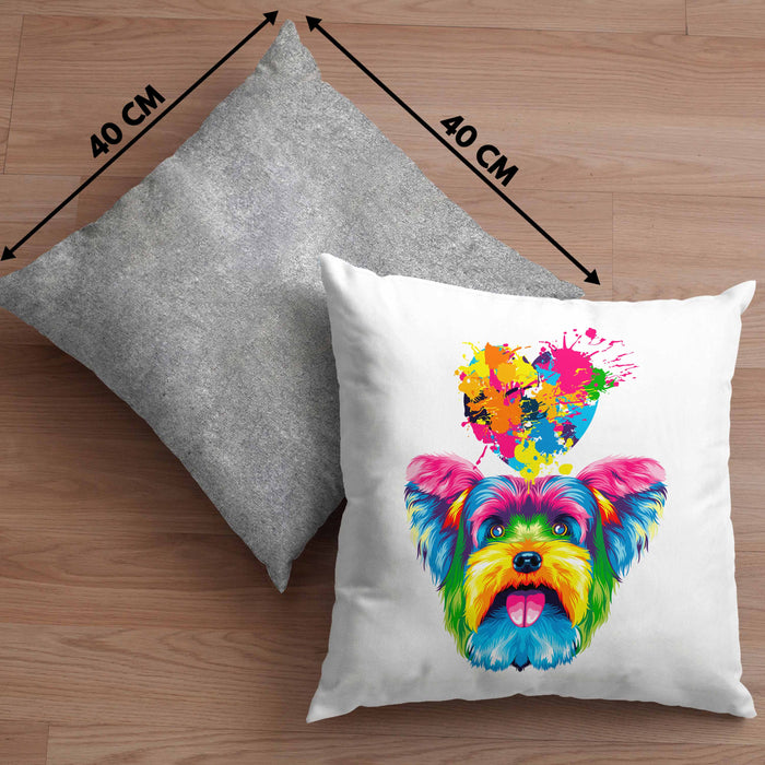 Yorkie Herz Farbe Besitzer Kissen mit Füllung 40x40 Geschenk Lustiger Spruch Geschenkidee Yorkie Liebhaber (Grau) Grau Trendation