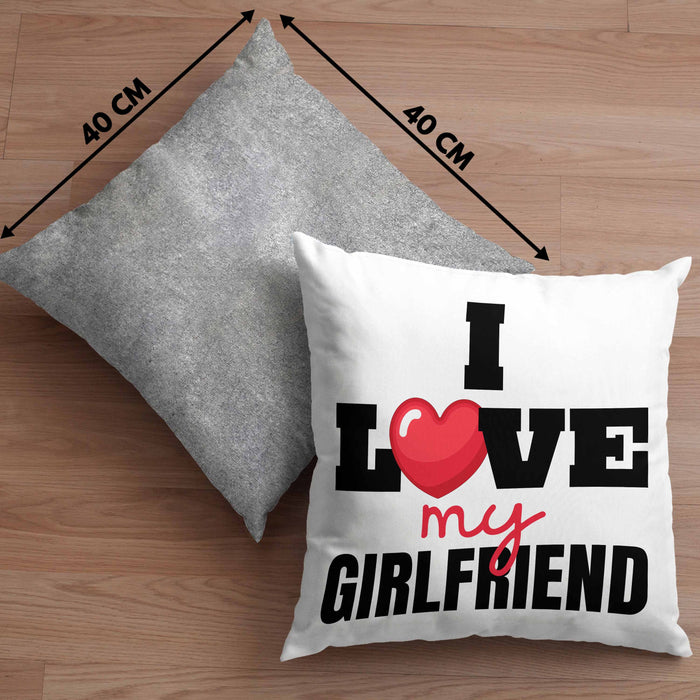 I Love My Girlfriend Kissen mit Füllung 40x40 Geschenk für Freund Beziehung Liebe Geschenkidee (Grau) Grau Trendation