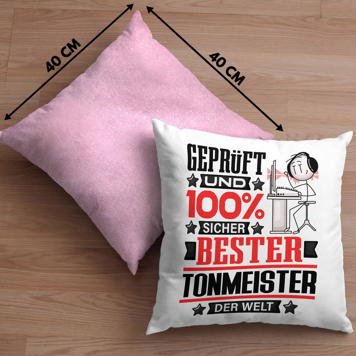 Tonmeister Geschenk Lustiger Spruch für Tonmeister Geschenkidee Bester Tonmeister Der WeltKissen mit Füllung 40x40 (Grau) Rosa Trendation