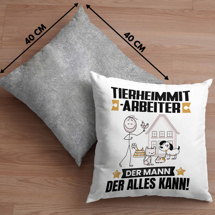 Tierheimmitarbeiter Kissen mit Füllung 40x40 Geschenk für Tierheimmitarbeiter Der Mann Der Alles Kann Geschenkidee zum Geburtstag (Grau) Grau Trendation