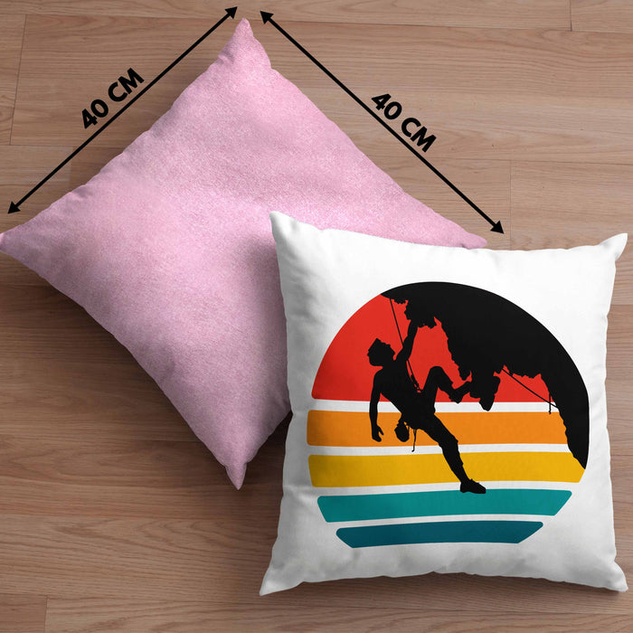 Bouldern Kissen mit Füllung 40x40 Klettern Grafik Geschenk für Kletterfans Boulderer (Grau) Rosa Trendation