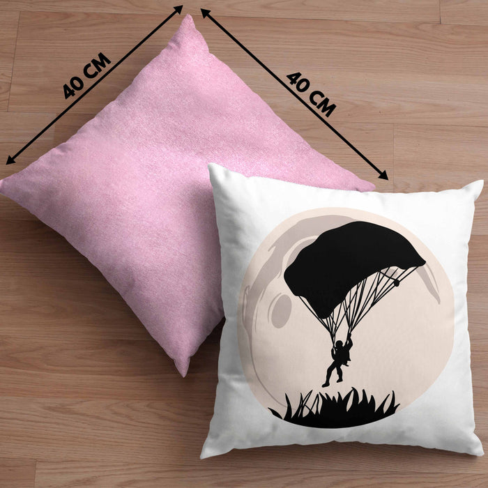 Lustige Kissen mit Füllung 40x40 für Paragliding- und Fallschirmspringer Geschenk Abenteurer (Grau) Rosa Trendation