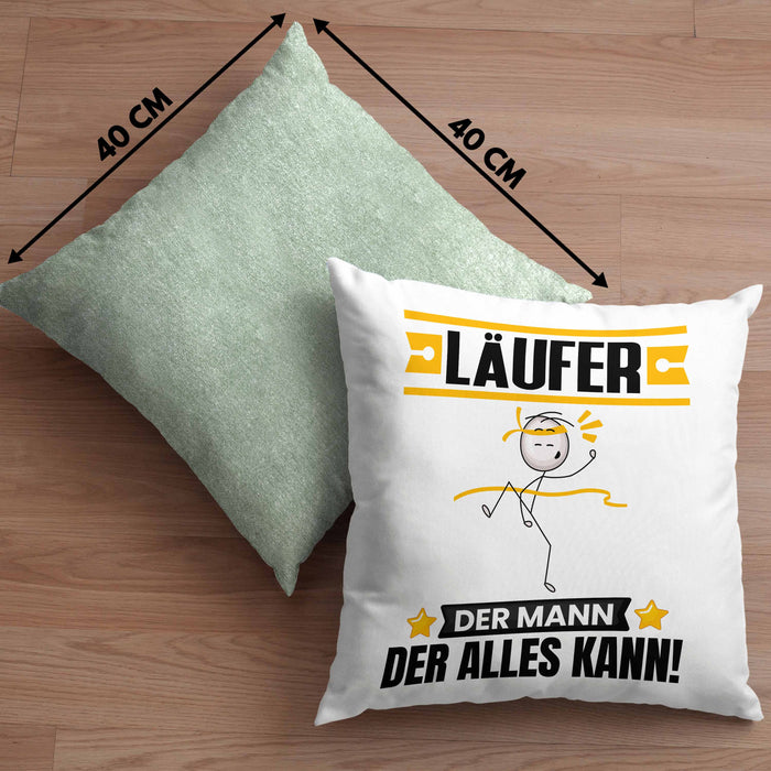 Läufer Kissen mit Füllung 40x40 Geschenk für Läufer Der Mann Der Alles Kann Geschenkidee zum Geburtstag (Grau) Grün Trendation