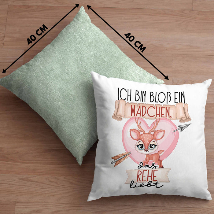 Rehe Kissen mit Füllung 40x40 Geschenk Frauen Ich Bin Bloß Ein Mädchen Das Rehe Liebt Rehliebhaberin Geschenk Spruch Geburtstag (Grau) Grün Trendation