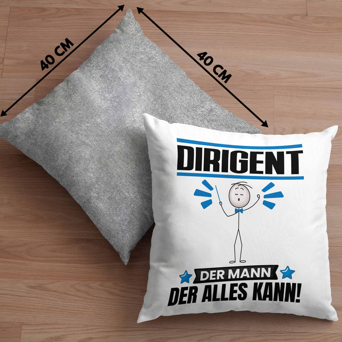 Dirigent Kissen mit Füllung 40x40 Geschenk für Dirigent Der Mann Der Alles Kann Geschenkidee zum Geburtstag (Grau) Grau Trendation