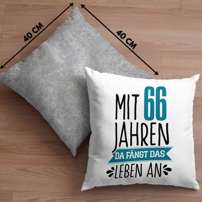 Trendation - Lustiges Geschenk 66. Geburtstag für Männer und Frauen Kissen mit Füllung 40x40 66er Geschenkiee Spruch (Grau) Grau Trendation
