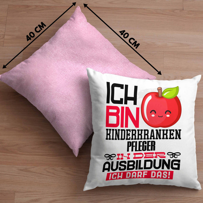 Kinderkrankenpfleger Ausbildung Kissen mit Füllung 40x40 Geschenk Ich Bin Kinderkrankenpfleger In Der Ausbildung Ich Darf Das Geschenkidee Spruch (Grau) Rosa Trendation