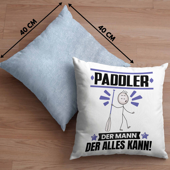 Paddler Kissen mit Füllung 40x40 Geschenk für Paddler Der Mann Der Alles Kann Geschenkidee zum Geburtstag (Grau) Blau Trendation