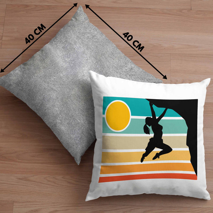 Vintage Kletter-Kissen mit Füllung 40x40 als Geschenk für Bouldersport-Fans (Grau) Grau Trendation