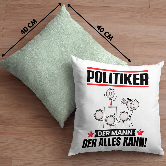 Politiker Kissen mit Füllung 40x40 Geschenk für Politiker Der Mann Der Alles Kann Geschenkidee zum Geburtstag (Grau) Grün Trendation