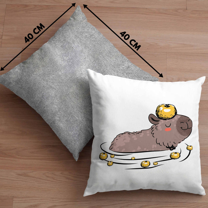 Kissen mit Füllung 40x40 mit Capybara-Motiv Geschenk für Capybara Liebhaber (Grau) Grau Trendation