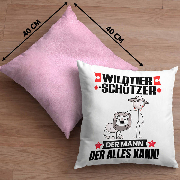 Wildtierschützer Kissen mit Füllung 40x40 Geschenk für Wildtierschützer Der Mann Der Alles Kann Geschenkidee zum Geburtstag (Grau) Rosa Trendation