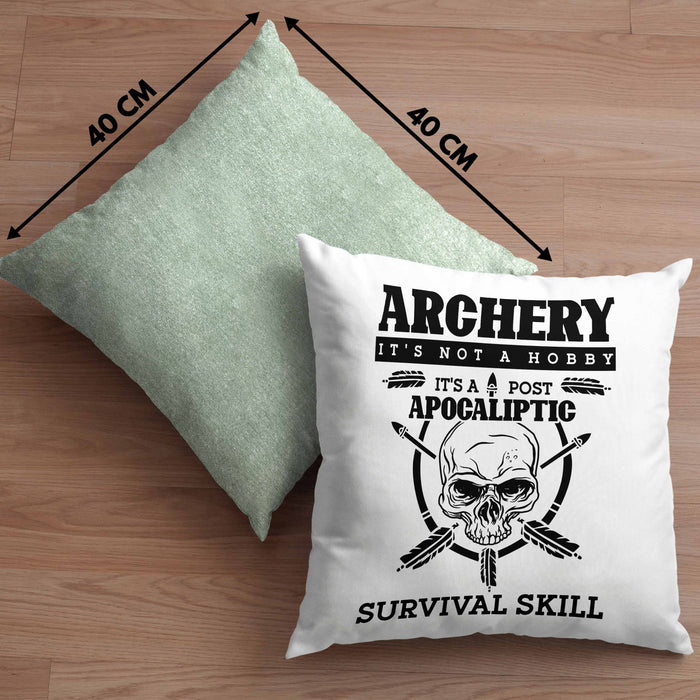 Lustige Bogenschießen Kissen mit Füllung 40x40 Bogenschütze Motiv Geschenkidee Pfeil und Bogen Fans (Grau) Grün Trendation