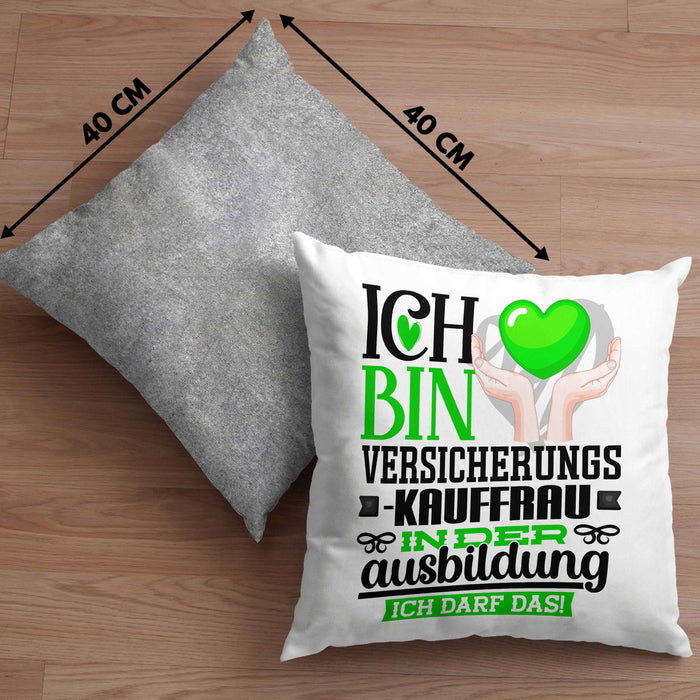 Versicherungskauffrau Ausbildung Start Geschenk Kissen mit Füllung 40x40 Ich Bin Versicherungskauffrau In Der Ausbildung Ich Darf Das Geschenkidee (Grau) Grau Trendation