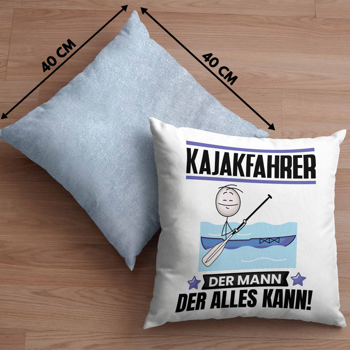 Kajakfahrer Kissen mit Füllung 40x40 Geschenk für Kajakfahrer Der Mann Der Alles Kann Geschenkidee zum Geburtstag (Grau) Blau Trendation