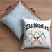 Dachdecker Geschenke Kissen mit Füllung 40x40 Lustig Mann Männer Zubehör Geschenkidee Dachdecker-Meister (Grau) Blau Trendation