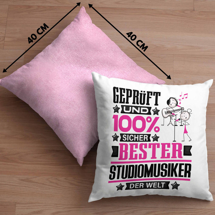 Studiomusiker Geschenk Lustiger Spruch für Studiomusiker Geschenkidee Bester Studiomusiker Der WeltKissen mit Füllung 40x40 (Grau) Rosa Trendation