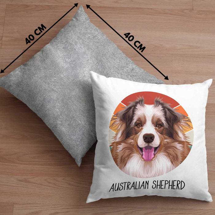 Australian Shepherd Besitzer Kissen mit Füllung 40x40 Geschenk Lustiger Spruch Geschenkidee Australian Shepherd Mama Papa (Grau) Grau Trendation