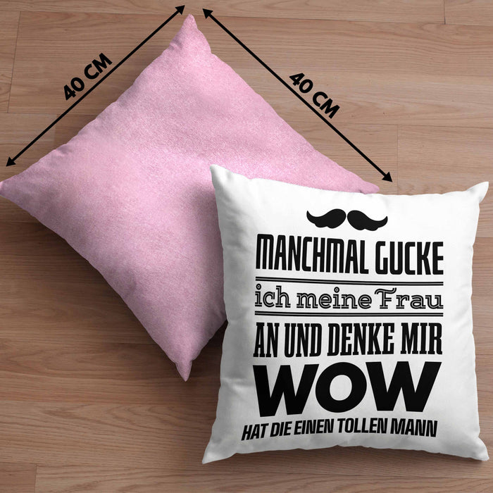 Ehefrau Ehemann Kissen mit Füllung 40x40 mit Spruch Lustiges Geschenk Frau Männer Toller Mann (Grau) Rosa Trendation