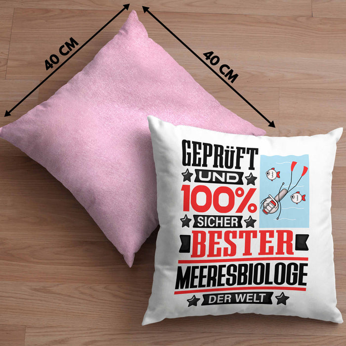 Meeresbiologe Geschenk Lustiger Spruch für Meeresbiologe Geschenkidee Bester Meeresbiologe Der WeltKissen mit Füllung 40x40 (Grau) Rosa Trendation