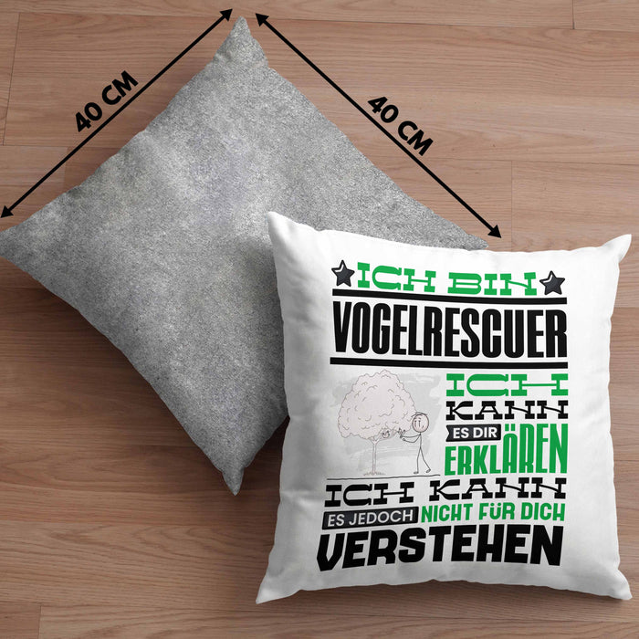 Vogelrescuer Geschenk Kaffee-Kissen mit Füllung 40x40 Geschenkidee für Vogelrescuer Ich Bin Vogelrescuer Ich Kann Es Dir Erklären Jedoch Nicht Für Dich Verstehen Spruch Lustig (Grau) Grau Trendation
