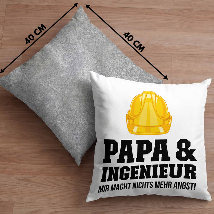 Ingenieur Papa Kissen mit Füllung 40x40 Gadget Geschenk Ingeneur Geschenkidee (Grau) Grau Trendation