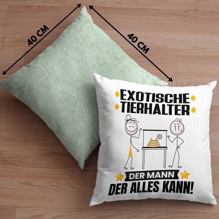ExotischeTierhalter Kissen mit Füllung 40x40 Geschenk für ExotischeTierhalter Der Mann Der Alles Kann Geschenkidee zum Geburtstag (Grau) Grün Trendation