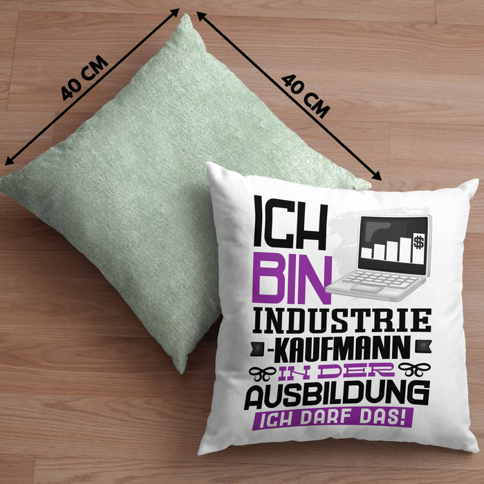 Industriekaufmann Ausbildung Kissen mit Füllung 40x40 Geschenk Ich Bin Industriekaufmann In Der Ausbildung Ich Darf Das Geschenkidee Spruch (Grau) Grün Trendation
