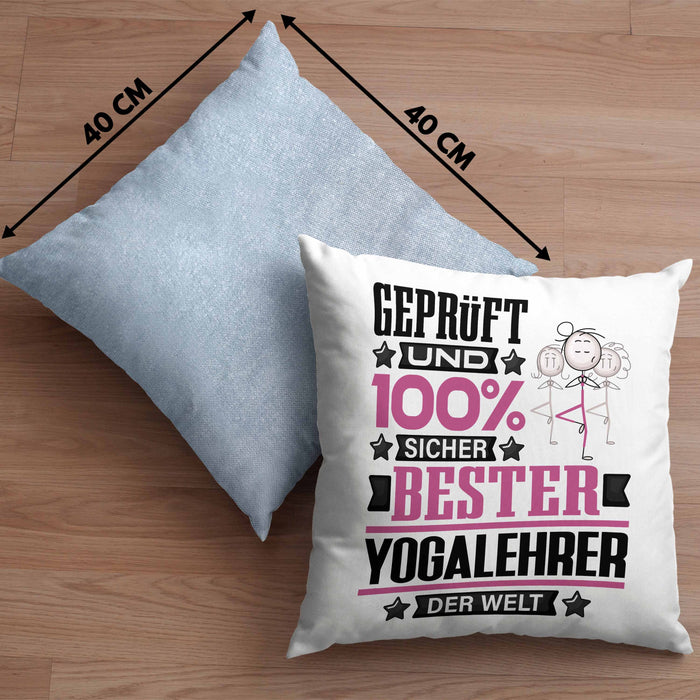 Yogalehrer Geschenk Lustiger Spruch für Yogalehrer Geschenkidee Bester Yogalehrer Der WeltKissen mit Füllung 40x40 (Grau) Blau Trendation
