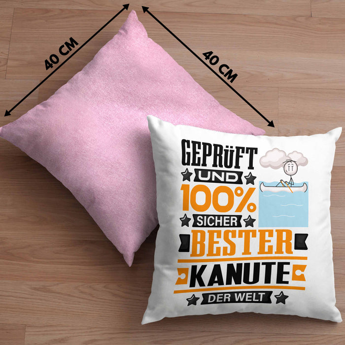 Kanute Geschenk Lustiger Spruch für Kanute Geschenkidee Bester Kanute Der WeltKissen mit Füllung 40x40 (Grau) Rosa Trendation