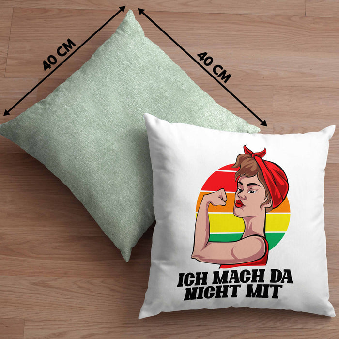 Lustige Feministen Kissen mit Füllung 40x40 Geschenk für starke Frauen Frauenpower Feminismus (Grau) Grün Trendation