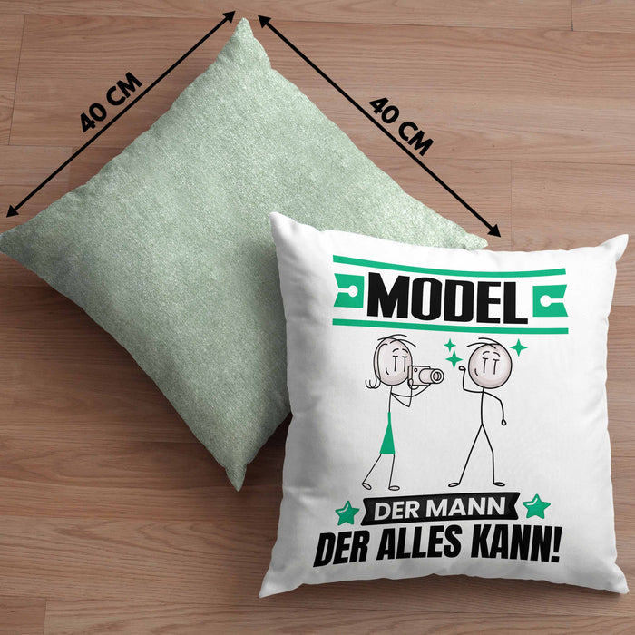Model Kissen mit Füllung 40x40 Geschenk für Model Der Mann Der Alles Kann Geschenkidee zum Geburtstag (Grau) Grün Trendation