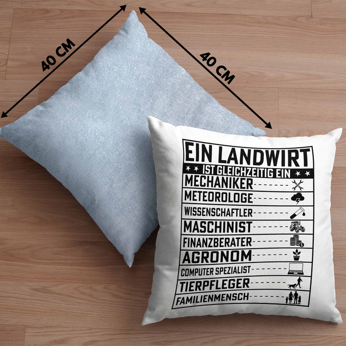 Landwirt Geschenk Kissen mit Füllung 40x40 Lustiger Spruch Geschenkidee Ein Landwirt Ist Gleichzeitig Ein (Grau) Blau Trendation