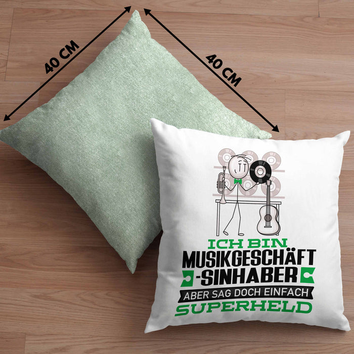 Musikgeschäftsinhaber Geschenk Kissen mit Füllung 40x40 Ich Bin Musikgeschäftsinhaber Aber Sag Doch Einfach Superheld Lustige Geschenkdiee für Musikgeschäftsinhaber (Grau) Grün Trendation