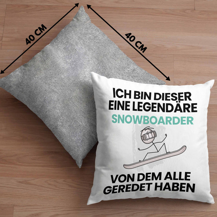 Snowboarder Geschenk Kissen mit Füllung 40x40 Lustige Geschenkidee Geburtstag für Snowboarder Ich Bin Dieser Legendäre Snowboarder Von Dem Alle Geredet Haben (Grau) Grau Trendation