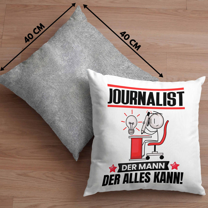 Journalist Kissen mit Füllung 40x40 Geschenk für Journalist Der Mann Der Alles Kann Geschenkidee zum Geburtstag (Grau) Grau Trendation