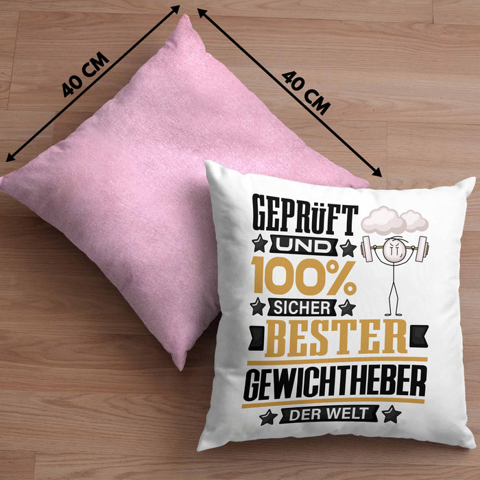 Gewichtheber Geschenk Lustiger Spruch für Gewichtheber Geschenkidee Bester Gewichtheber Der WeltKissen mit Füllung 40x40 (Grau) Rosa Trendation